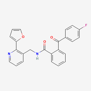molecular formula C24H17FN2O3 B2879029 2-(4-fluorobenzoyl)-N-((2-(furan-2-yl)pyridin-3-yl)methyl)benzamide CAS No. 1904299-28-0
