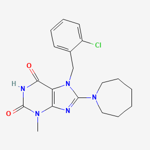 molecular formula C19H22ClN5O2 B2879034 8-(氮杂环戊-1-基)-7-(2-氯苄基)-3-甲基-1H-嘌呤-2,6(3H,7H)-二酮 CAS No. 327099-91-2