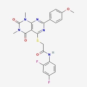 molecular formula C23H19F2N5O4S B2879040 N-(2,4-difluorophenyl)-2-((2-(4-methoxyphenyl)-6,8-dimethyl-5,7-dioxo-5,6,7,8-tetrahydropyrimido[4,5-d]pyrimidin-4-yl)thio)acetamide CAS No. 852171-76-7