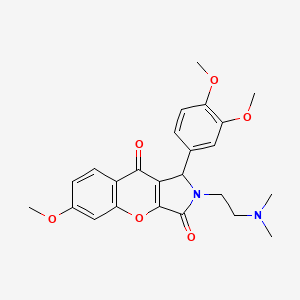 molecular formula C24H26N2O6 B2879043 1-(3,4-二甲氧基苯基)-2-(2-(二甲氨基)乙基)-6-甲氧基-1,2-二氢色满并[2,3-c]吡咯-3,9-二酮 CAS No. 886155-22-2