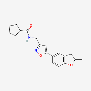 molecular formula C19H22N2O3 B2879045 N-((5-(2-methyl-2,3-dihydrobenzofuran-5-yl)isoxazol-3-yl)methyl)cyclopentanecarboxamide CAS No. 1171478-15-1