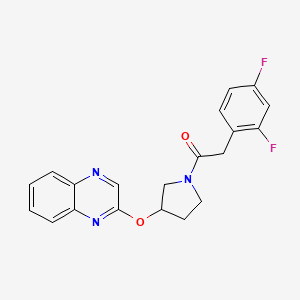 molecular formula C20H17F2N3O2 B2879049 2-(2,4-Difluorophenyl)-1-[3-(quinoxalin-2-yloxy)pyrrolidin-1-yl]ethan-1-one CAS No. 2097869-17-3