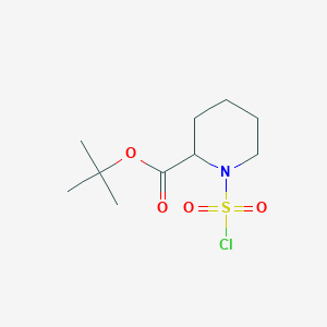 molecular formula C10H18ClNO4S B2879058 叔丁基 1-(氯磺酰基)哌啶-2-羧酸酯 CAS No. 2171555-53-4