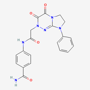 molecular formula C20H18N6O4 B2879060 4-(2-(3,4-二氧代-8-苯基-3,4,7,8-四氢咪唑并[2,1-c][1,2,4]三嗪-2(6H)-基)乙酰氨基)苯甲酰胺 CAS No. 942011-75-8