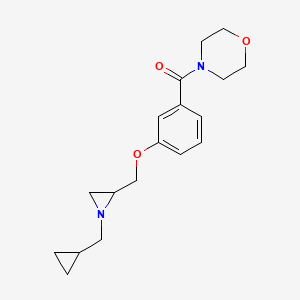 molecular formula C18H24N2O3 B2879061 [3-[[1-(Cyclopropylmethyl)aziridin-2-yl]methoxy]phenyl]-morpholin-4-ylmethanone CAS No. 2418722-19-5