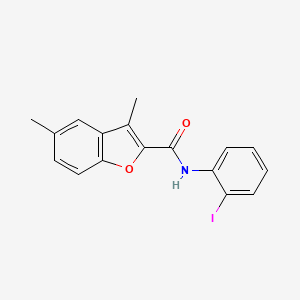 molecular formula C17H14INO2 B2879078 N-(2-碘苯基)-3,5-二甲基-1-苯并呋喃-2-甲酰胺 CAS No. 879574-99-9