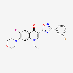 molecular formula C23H20BrFN4O3 B2879084 3-(3-(3-bromophenyl)-1,2,4-oxadiazol-5-yl)-1-ethyl-6-fluoro-7-morpholinoquinolin-4(1H)-one CAS No. 1110984-78-5
