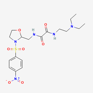 N1-(2-(diethylamino)ethyl)-N2-((3-((4-nitrophenyl)sulfonyl)oxazolidin-2-yl)methyl)oxalamide