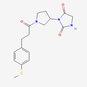 molecular formula C17H21N3O3S B2879094 3-(1-(3-(4-(Methylthio)phenyl)propanoyl)pyrrolidin-3-yl)imidazolidine-2,4-dione CAS No. 2034387-91-0