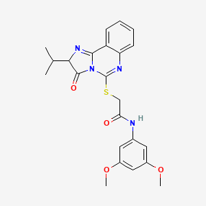 molecular formula C23H24N4O4S B2879098 N-(3,5-dimethoxyphenyl)-2-((2-isopropyl-3-oxo-2,3-dihydroimidazo[1,2-c]quinazolin-5-yl)thio)acetamide CAS No. 1052666-38-2