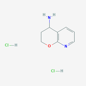 molecular formula C8H12Cl2N2O B2879100 3,4-二氢-2H-吡喃并[2,3-b]吡啶-4-胺二盐酸盐 CAS No. 2248366-96-1