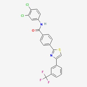 molecular formula C23H13Cl2F3N2OS B2879106 N-(3,4-dichlorophenyl)-4-[4-[3-(trifluoromethyl)phenyl]-1,3-thiazol-2-yl]benzamide CAS No. 338397-04-9