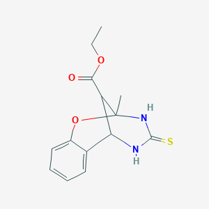 molecular formula C14H16N2O3S B2879129 ethyl 2-methyl-4-thioxo-3,4,5,6-tetrahydro-2H-2,6-methanobenzo[g][1,3,5]oxadiazocine-11-carboxylate CAS No. 473705-46-3
