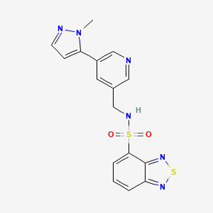 molecular formula C16H14N6O2S2 B2879140 N-((5-(1-甲基-1H-吡唑-5-基)吡啶-3-基)甲基)苯并[c][1,2,5]噻二唑-4-磺酰胺 CAS No. 2034463-67-5