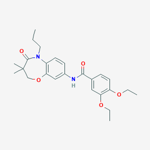 molecular formula C25H32N2O5 B2879145 N-(3,3-二甲基-4-氧代-5-丙基-2,3,4,5-四氢苯并[b][1,4]恶二杂环辛-8-基)-3,4-二乙氧基苯甲酰胺 CAS No. 921795-18-8