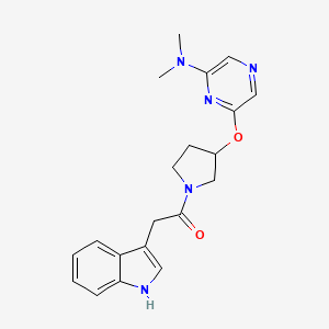 molecular formula C20H23N5O2 B2879151 1-(3-((6-(二甲氨基)吡嗪-2-基)氧基)吡咯烷-1-基)-2-(1H-吲哚-3-基)乙酮 CAS No. 2034499-59-5