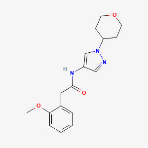 molecular formula C17H21N3O3 B2879152 2-(2-methoxyphenyl)-N-(1-(tetrahydro-2H-pyran-4-yl)-1H-pyrazol-4-yl)acetamide CAS No. 1798042-20-2