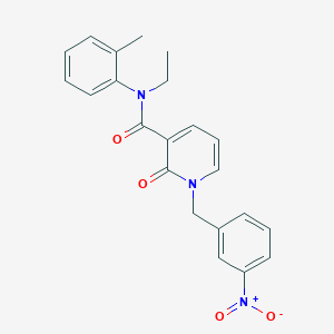 molecular formula C22H21N3O4 B2879159 N-ethyl-1-(3-nitrobenzyl)-2-oxo-N-(o-tolyl)-1,2-dihydropyridine-3-carboxamide CAS No. 942008-70-0