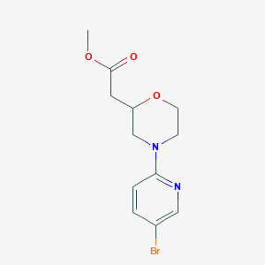 molecular formula C12H15BrN2O3 B2879166 Methyl 2-[4-(5-bromopyridin-2-yl)morpholin-2-yl]acetate CAS No. 1423882-25-0