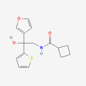 molecular formula C15H17NO3S B2879180 N-(2-(呋喃-3-基)-2-羟基-2-(噻吩-2-基)乙基)环丁烷甲酰胺 CAS No. 2034335-14-1
