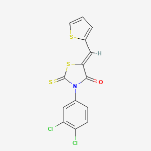 molecular formula C14H7Cl2NOS3 B2879191 (Z)-3-(3,4-dichlorophenyl)-5-(thiophen-2-ylmethylene)-2-thioxothiazolidin-4-one CAS No. 638139-65-8