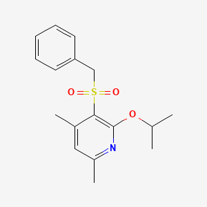 molecular formula C17H21NO3S B2879202 3-(Benzylsulfonyl)-2-isopropoxy-4,6-dimethylpyridine CAS No. 262439-82-7