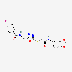 N-((5-((2-(benzo[d][1,3]dioxol-5-ylamino)-2-oxoethyl)thio)-1,3,4-oxadiazol-2-yl)methyl)-4-fluorobenzamide
