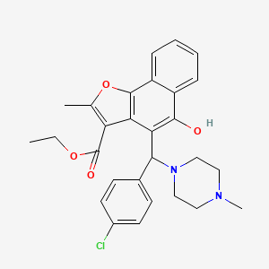 molecular formula C28H29ClN2O4 B2879210 Ethyl 4-[(4-chlorophenyl)(4-methylpiperazin-1-yl)methyl]-5-hydroxy-2-methylnaphtho[1,2-b]furan-3-carboxylate CAS No. 438485-48-4