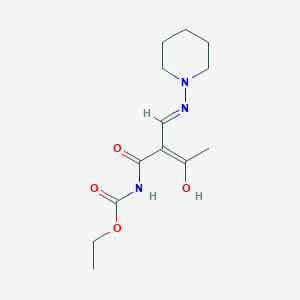 molecular formula C13H21N3O4 B2879217 乙基N-[(2Z)-3-氧代-2-{[(哌啶-1-基)氨基]亚甲基}丁酰基]氨基甲酸酯 CAS No. 338396-56-8