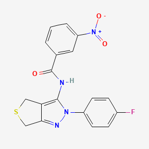 molecular formula C18H13FN4O3S B2879228 N-(2-(4-氟苯基)-4,6-二氢-2H-噻吩并[3,4-c]吡唑-3-基)-3-硝基苯甲酰胺 CAS No. 450343-01-8