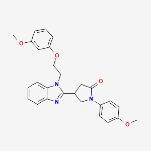 molecular formula C27H27N3O4 B2879231 4-{1-[2-(3-甲氧基苯氧基)乙基]-1H-苯并咪唑-2-基}-1-(4-甲氧基苯基)吡咯烷-2-酮 CAS No. 912897-83-7