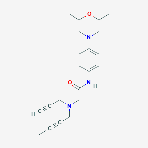 molecular formula C21H27N3O2 B2879246 2-[(but-2-yn-1-yl)(prop-2-yn-1-yl)amino]-N-[4-(2,6-dimethylmorpholin-4-yl)phenyl]acetamide CAS No. 1376362-21-8