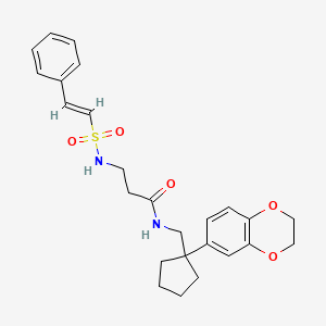 molecular formula C25H30N2O5S B2879266 N-[[1-(2,3-dihydro-1,4-benzodioxin-6-yl)cyclopentyl]methyl]-3-[[(E)-2-phenylethenyl]sulfonylamino]propanamide CAS No. 1100262-78-9