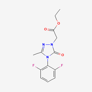 molecular formula C13H13F2N3O3 B2879267 ethyl 2-[4-(2,6-difluorophenyl)-3-methyl-5-oxo-4,5-dihydro-1H-1,2,4-triazol-1-yl]acetate CAS No. 861206-30-6