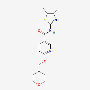 molecular formula C17H21N3O3S B2879273 N-(4,5-dimethylthiazol-2-yl)-6-((tetrahydro-2H-pyran-4-yl)methoxy)nicotinamide CAS No. 2034242-12-9