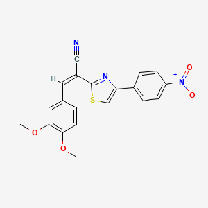 molecular formula C20H15N3O4S B2879277 (Z)-3-(3,4-dimethoxyphenyl)-2-(4-(4-nitrophenyl)thiazol-2-yl)acrylonitrile CAS No. 313687-73-9