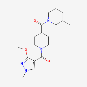 molecular formula C18H28N4O3 B2879283 (3-methoxy-1-methyl-1H-pyrazol-4-yl)(4-(3-methylpiperidine-1-carbonyl)piperidin-1-yl)methanone CAS No. 1226451-35-9