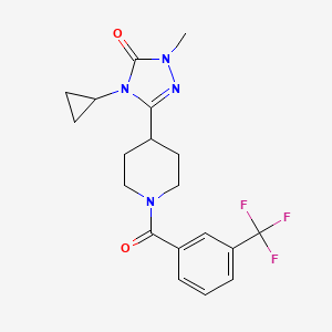 molecular formula C19H21F3N4O2 B2879291 4-cyclopropyl-1-methyl-3-(1-(3-(trifluoromethyl)benzoyl)piperidin-4-yl)-1H-1,2,4-triazol-5(4H)-one CAS No. 1797737-44-0