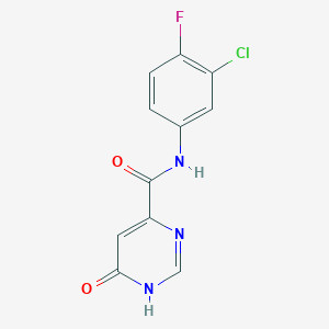 molecular formula C11H7ClFN3O2 B2879324 N-(3-氯-4-氟苯基)-6-羟基嘧啶-4-甲酰胺 CAS No. 2034441-81-9