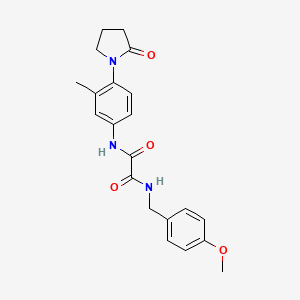molecular formula C21H23N3O4 B2879333 N1-(4-methoxybenzyl)-N2-(3-methyl-4-(2-oxopyrrolidin-1-yl)phenyl)oxalamide CAS No. 941957-68-2