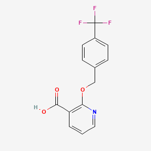 molecular formula C14H10F3NO3 B2879335 2-((4-(Trifluoromethyl)benzyl)oxy)nicotinic acid CAS No. 2095410-99-2