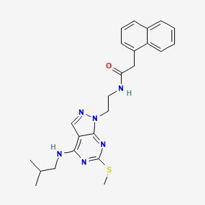 molecular formula C24H28N6OS B2879343 N-(2-(4-(异丁基氨基)-6-(甲硫基)-1H-吡唑并[3,4-d]嘧啶-1-基)乙基)-2-(萘-1-基)乙酰胺 CAS No. 954023-46-2