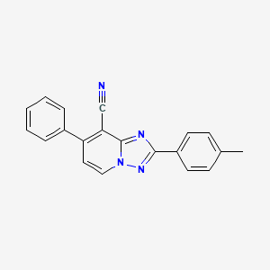 molecular formula C20H14N4 B2879355 2-(4-Methylphenyl)-7-phenyl-[1,2,4]triazolo[1,5-a]pyridine-8-carbonitrile CAS No. 439108-32-4