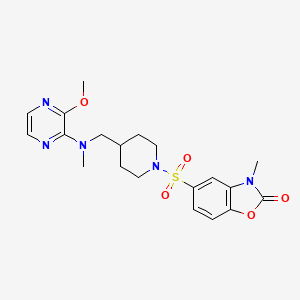 molecular formula C20H25N5O5S B2879361 5-[(4-{[(3-Methoxypyrazin-2-yl)(methyl)amino]methyl}piperidin-1-yl)sulfonyl]-3-methyl-2,3-dihydro-1,3-benzoxazol-2-one CAS No. 2380181-88-2