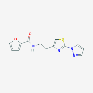 molecular formula C13H12N4O2S B2879364 N-(2-(2-(1H-吡唑-1-基)噻唑-4-基)乙基)呋喃-2-甲酰胺 CAS No. 1428350-69-9