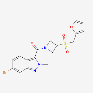 molecular formula C17H16BrN3O4S B2879370 (6-bromo-2-methyl-2H-indazol-3-yl)(3-((furan-2-ylmethyl)sulfonyl)azetidin-1-yl)methanone CAS No. 1797886-71-5