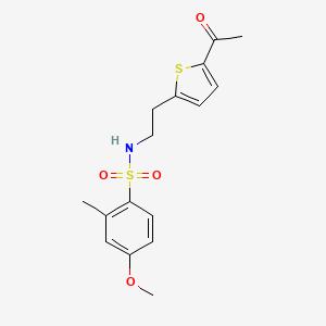 molecular formula C16H19NO4S2 B2879379 N-(2-(5-乙酰噻吩-2-基)乙基)-4-甲氧基-2-甲基苯磺酰胺 CAS No. 2034272-24-5