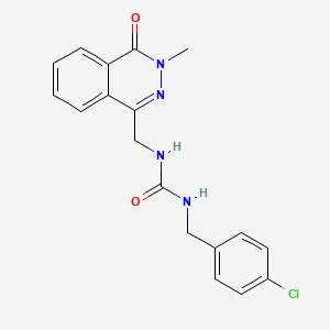 molecular formula C18H17ClN4O2 B2879382 1-(4-Chlorobenzyl)-3-((3-methyl-4-oxo-3,4-dihydrophthalazin-1-yl)methyl)urea CAS No. 1396885-89-4