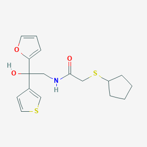 molecular formula C17H21NO3S2 B2879385 2-(cyclopentylsulfanyl)-N-[2-(furan-2-yl)-2-hydroxy-2-(thiophen-3-yl)ethyl]acetamide CAS No. 2034482-70-5