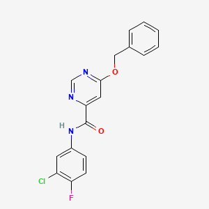 B2879390 6-(benzyloxy)-N-(3-chloro-4-fluorophenyl)pyrimidine-4-carboxamide CAS No. 2329935-30-8